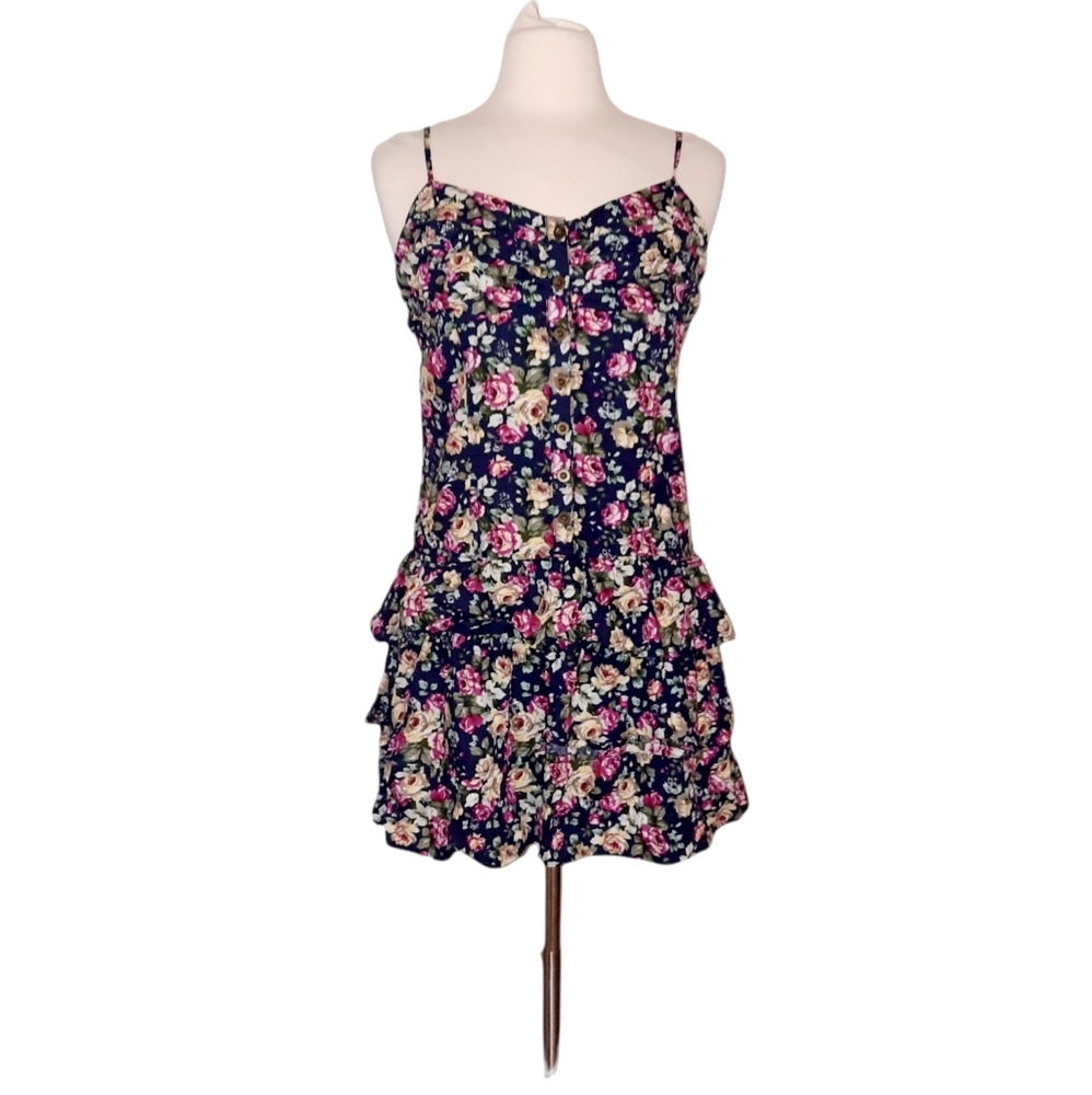 Edge Design By Mine L Floral Mini Ruffle Dress Nav